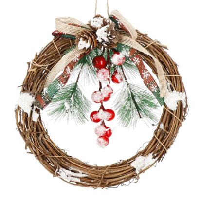 Coronita pentru Craciun, 20 cm, din crengi impletite, cu zapada, maro Household NewTrend