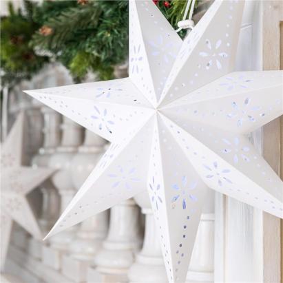 Stea decorativa 3D din hartie ajurata, 50cm, alba Household NewTrend
