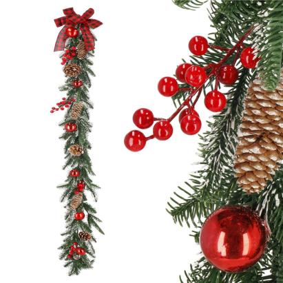 Ghirlanda artificiala decorativa de Craciun, aspect inzapezit, 150 cm, ace 3D, verde Household NewTrend