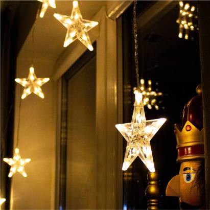 (DL) Ghirlanda luminoasa tip perdea cu stelute 72 LED-uri, 2m, pentru interior/exterior, iluminare alb Household NewTrend