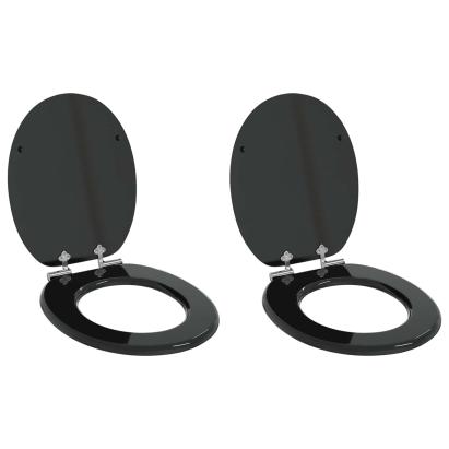 Capacul de toaletă 2 pcs Negru 44 x 38 cm Placă MDF GartenMobel Dekor