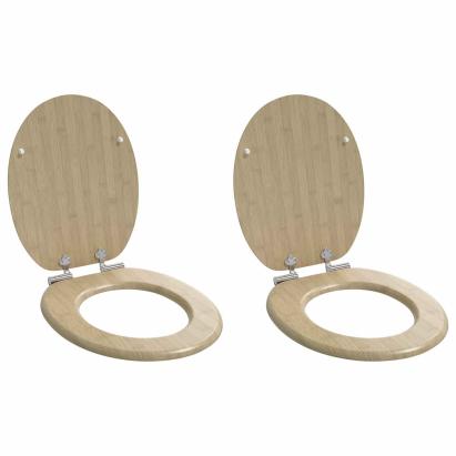 Capacul de toaletă 2 pcs Culoarea Bambusului Deschis 44 x 38 cm GartenMobel Dekor