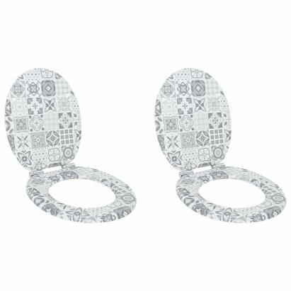 Capacul de toaletă 2 pcs Porțelan Alb și Albastru 44 x 38 cm GartenMobel Dekor