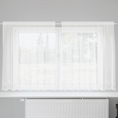 Cortină din Dantelă cu perdele Alb 160 x 200 cm Poliester GartenMobel Dekor