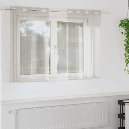 Cortină din Voile cu perdele 2 pcs Crem 140 x 140 cm Poliester GartenMobel Dekor