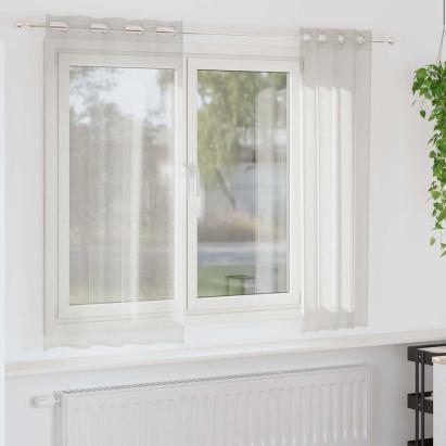 Cortină din Voile cu perdele 2 pcs Crem 175 x 140 cm Poliester GartenMobel Dekor