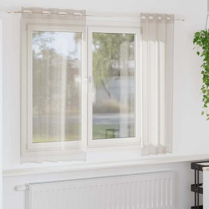 Cortină din Voile 2 pcs Nisipiu 175 x 140 cm Poliester GartenMobel Dekor