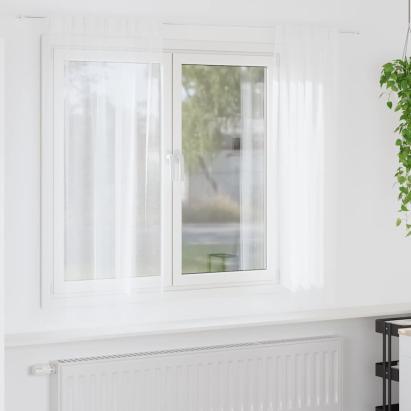 Cortină din Voile cu perdele 2 pcs Alb 175 x 140 cm Poliester GartenMobel Dekor