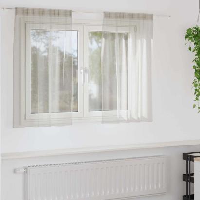 Cortină din Voile cu perdele 2 pcs Crem 140 x 140 cm Poliester GartenMobel Dekor