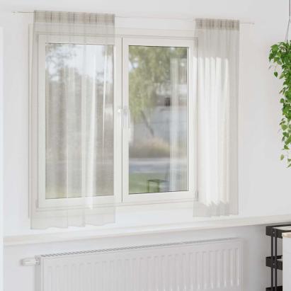 Cortină din Voile cu perdele 2 pcs Crem 175 x 140 cm Poliester GartenMobel Dekor