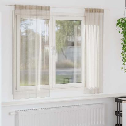 Cortină din Voile 2 pcs Nisipiu 175 x 140 cm Poliester GartenMobel Dekor