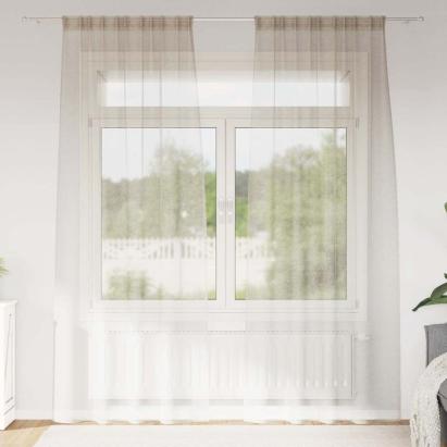 Cortină din Voile 2 pcs Nisipiu 225 x 140 cm Poliester GartenMobel Dekor