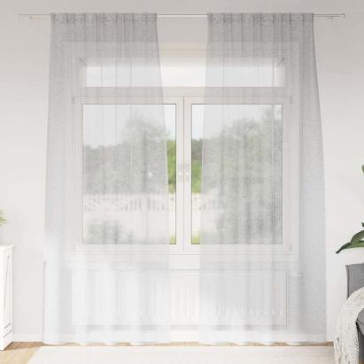 Cortină din Voile 2 pcs Gri deschis 245 x 140 cm Poliester GartenMobel Dekor