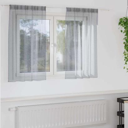 Cortină din Voile 2 pcs Gri închis 140 x 140 cm Poliester GartenMobel Dekor