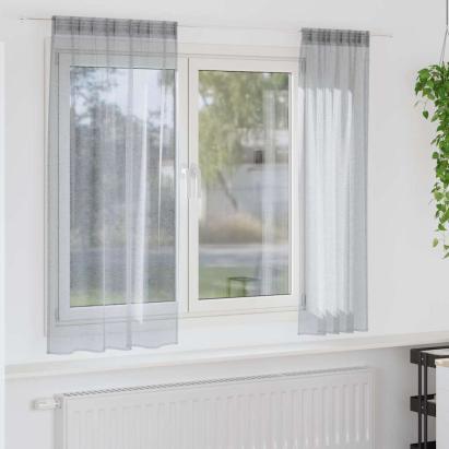 Cortină din Voile 2 pcs Gri închis 175 x 140 cm Poliester GartenMobel Dekor