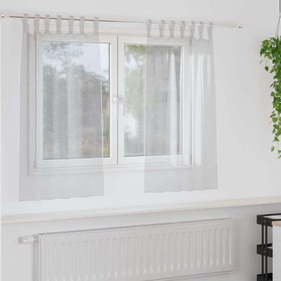 Cortină din Voile 2 pcs Gri deschis 140 x 140 cm Poliester GartenMobel Dekor