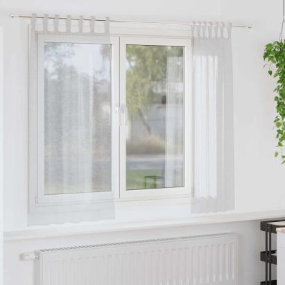 Cortină din Voile 2 pcs Gri deschis 175 x 140 cm Poliester GartenMobel Dekor