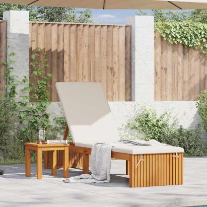 Șezlong cu pernă Maro 55 x 200 x 94cm Lemn masiv de acacia GartenMobel Dekor