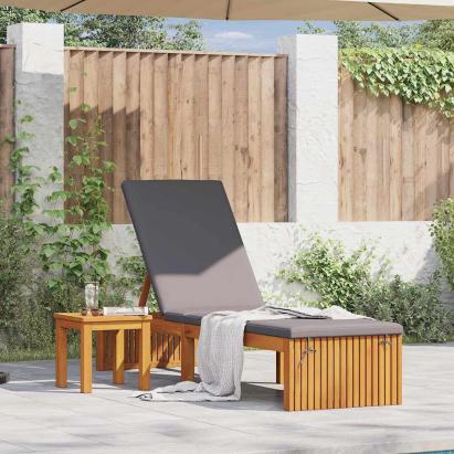 Șezlong cu pernă Maro 55 x 200 x 94cm Lemn masiv de acacia GartenMobel Dekor