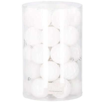 Set globuri de Craciun, 30 bucati, 8cm, 6 modele, alb Household NewTrend