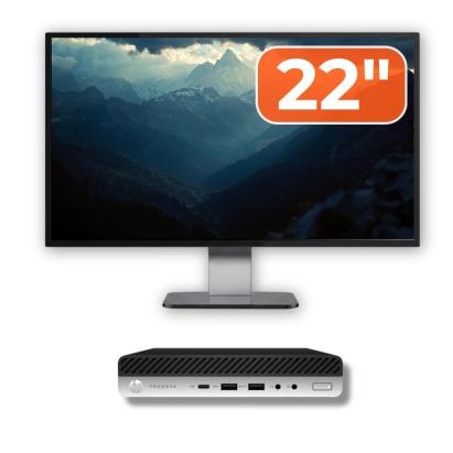 Pachet Calculator Second Hand HP ProDesk 600 G5 MiniPC, Intel Core i5-9500 3.00 - 4.40GHz, 8GB DDR4, 256GB M.2 SSD + Monitor 22" NewTechnology Media