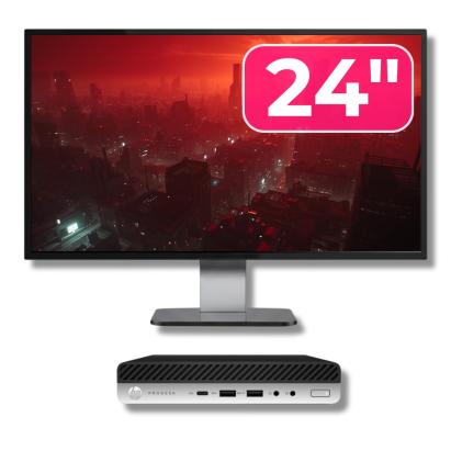 Pachet Calculator Second Hand HP ProDesk 600 G5 MiniPC, Intel Core i5-9500 3.00 - 4.40GHz, 8GB DDR4, 256GB M.2 SSD + Monitor 24" NewTechnology Media