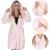 Halat de baie pentru femei pana la genunchi, cu gluga, marimea L/XL, roz Household NewTrend