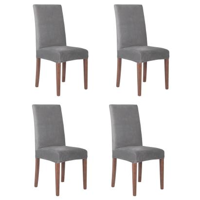 Set 4 huse universal pentru scaun, marime universala, poliester si spandex, 45 x 60 cm, catfiea gri Household NewTrend