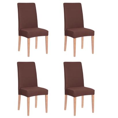 Set 4 huse universale pentru scaun, marime universala, poliester si spandex, 45 x 60 cm, maro Household NewTrend