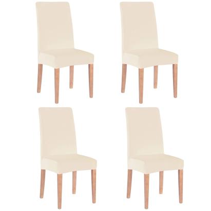 Set 4 huse universale pentru scaun, marime universala, poliester si spandex, 45 x 60 cm, bej Household NewTrend