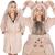 Halat de baie pentru femei pana la genunchi, gluga cu urechi , marimea L/XL, bej Household NewTrend
