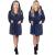 Halat de baie pentru femei pana la genunchi, cu gluga, marimea L/XL, albastru marin Household NewTrend