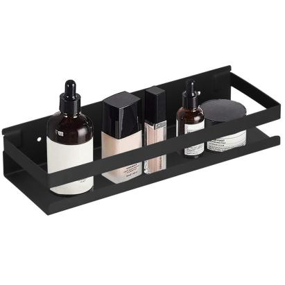 Raft de baie cu 2 sisteme instalare pe perete, aluminiu, 30x10x6cm, negru Household NewTrend