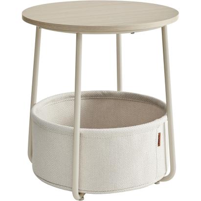 VASAGLE Masuta de cafea rotunda cu cos de stofa, stil modern, 45x50cm, bej Household NewTrend