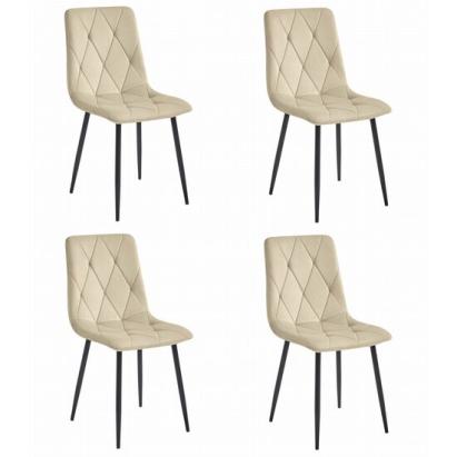 Set 4 scaune bucatarie/living, Artool, Libra, catifea, metal, bej si negru, 44x40x88.5 cm GartenVIP DiyLine