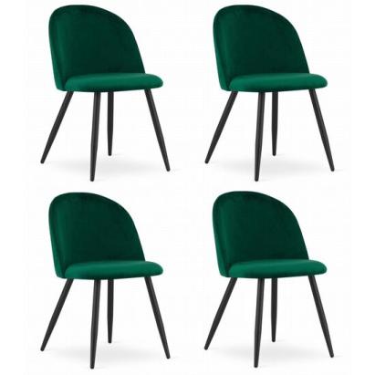 Set 4 scaune bucatarie/living, Artool, Bello, catifea, metal, verde, 46x42.5x76.5 cm GartenVIP DiyLine