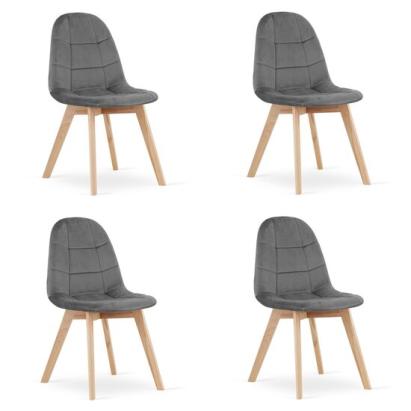 Set 4 scaune bucatarie/living, Artool, Bora, catifea, lemn, gri inchis, 44.5x54x81.5 cm GartenVIP DiyLine