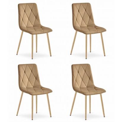 Set 4 scaune bucatarie/living, Artool, Libra, catifea, metal, maro, 45x54x86.5 cm GartenVIP DiyLine