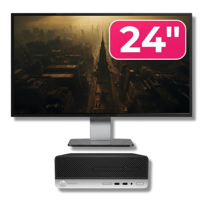 Pachet Calculator Second Hand HP ProDesk 400 G4 SFF, Intel Core i3-7100 3.90GHz, 8GB DDR4, 500GB SATA + Monitor 24" NewTechnology Media