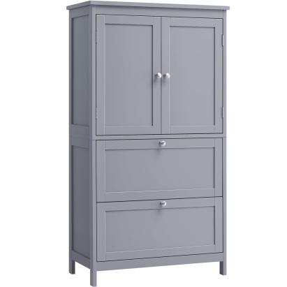 VASAGLE Dulap de baie, din MDF, cu 2 sertare si 2 usi, raft reglabil, 30x60x110cm, gri Household NewTrend