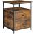 VASAGLE Noptiera cu compartiment deschis, 2 sertare, stil industrial, 45x45x60cm, maro rustic si negru Household NewTrend