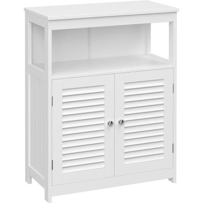 VASAGLE Dulap de depozitare de podea pentru baie, cu usi duble, 30x60x80cm, alb Household NewTrend