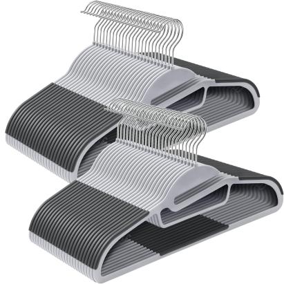 SONGMICS Set de 50 de umerase pentru haine, anti alunecare, bara de cravata si carlig pivotant, 42 cm, gri Household NewTrend