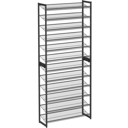 SONGMICS Raft pentru pantofi suprapozabil, pe 12 nivele, din metal, cu rafturi reglabile, pentru 48-60 perechi, 31x 93x223cm, negru Household NewTrend