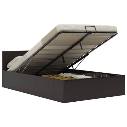 Cadru pat hidraulic cu ladă gri 120x200 cm, piele ecologică GartenMobel Dekor
