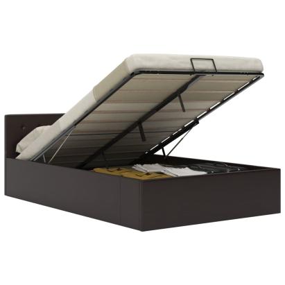 Cadru pat hidraulic, depozitare, gri, 140 x 200 cm, piele eco GartenMobel Dekor