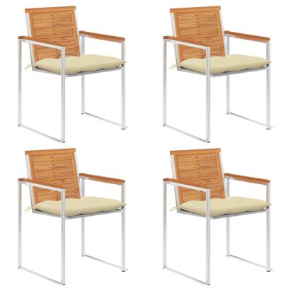 Scaune de grădină cu perne, 4 buc., lemn masiv de acacia GartenMobel Dekor