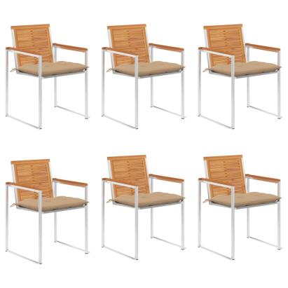 Scaune de grădină cu perne, 6 buc., lemn masiv de acacia GartenMobel Dekor