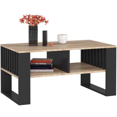 Masuta cafea ROCKFORD, cu blat din PAL, 92x53x45 cm, stejar sonoma si negru Household NewTrend