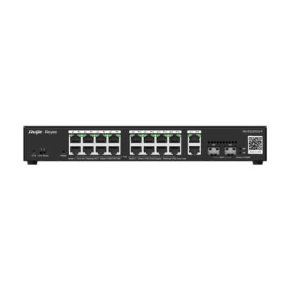 Switch 16 porturi PoE+, 2 porturi GE, 2 porturi SFP, Gigabit, Cloud Management - Ruijie RG-ES220GS-P SafetyGuard Surveillance